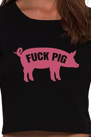 Fuck Pig Fetish Play Fetwear Black Crop Top Adult Flirty Fun