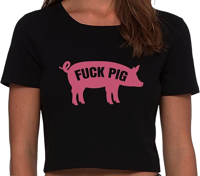 Fuck Pig Fetish Play Fetwear Black Crop Top Adult Flirty Fun