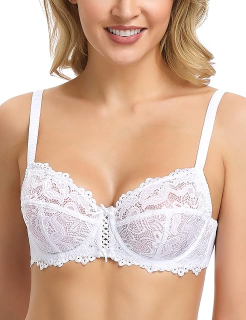 Women's Sexy Lace Bra Non Padded Underwire Unlined Bra Full Coverage Plus Size Lace Bralette