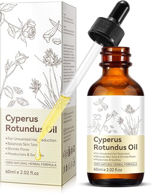 Cyperus Rotundus Oil, Natural Cyperus Rotundus Oil for Hair Removal, Reduces Unwanted Hair Growth, Moisturizes & Soothes The Skin, Reducing Body Hair Growth, Shrink Pores, Suitable for All Skin Types