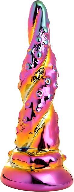 Enchantress Rainbow Glass Dildo for Beginners, Men, Women, & Couples. Strapon Compatible, Body-Safe and Durable Glass. Smooth and Tapered. 1 Piece, Pink & Yellow.