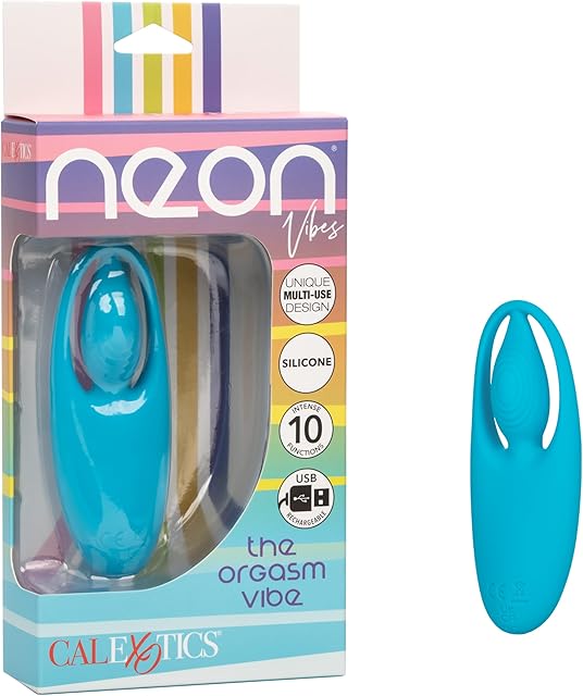 CalExotics Neon Vibes The O Vibe ? Silicone Rechargeable Finger Panty Teaser Vibrator - Travel Sized Adult Sex Toys for Women ? Teal
