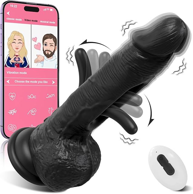 Flapping Dildo Sex Toys for Women, Realistic Vibrator for Remote & App Control G Spot Vibrator with 9 Flapping 9 Vibration Modes Anal Stimulation, Adult Toys for Famale Couple-Black