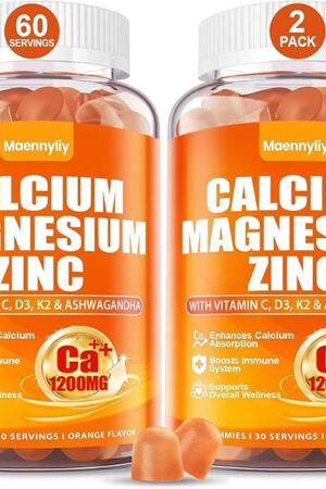 Calcium 1200 mg with Vitamin D3 Gummies for Adults - Calcium Citrate with Vitamin D3 K2, Magnesium, Zinc, Boron, Copper and Ashwagandha - Extra Absorption Calcium Supplement for Women Men