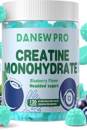Creatine Monohydrate Gummies 5000mg for Men & Women, Creatine Monohydrate for Muscle Strength, Muscle Builder, Energy Boost, Pre-Workout Supplement(120 Count)-Blueberry Flavor