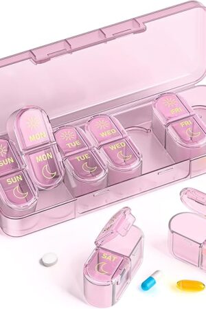 𝐏𝐢𝐥𝐥 𝐎𝐫𝐠𝐚𝐧𝐢𝐳𝐞𝐫, Am & Pm Pill Organizer 7 Days, Weekly Pill Organinzer 2 Times a Day, Pill Box 7 Day, Medicine Pill Organizer for Travel, Vitamins, Fish Oils, Supplements