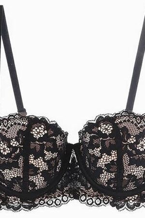 Lace Bras for Women Sexy Push Up Bra Sheer Balconette See-Through Underwire Unlined Comfortable Lace Bras