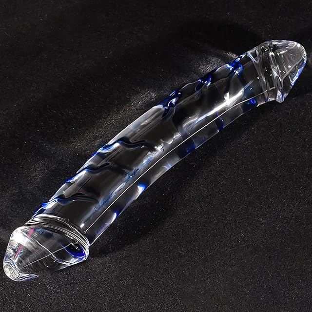 LEEWEDENG Thick Double-Ended Dildos,11.2 inch Clear Glass Anal Plug Sex Toys for Women,Men