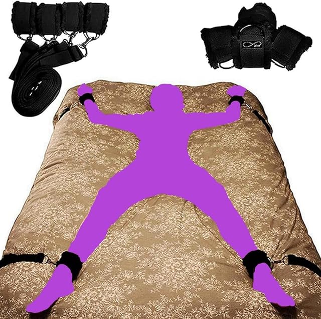 BDSM Bondage Kit Adult Restraints Sex Toys, Neck to Wrist Adjustable Bondage Gear & Accessories, Behind Back Handcuffs Collar with Blindfold Bed Straps Restraints Sex Ropes for Couples Sweater B2