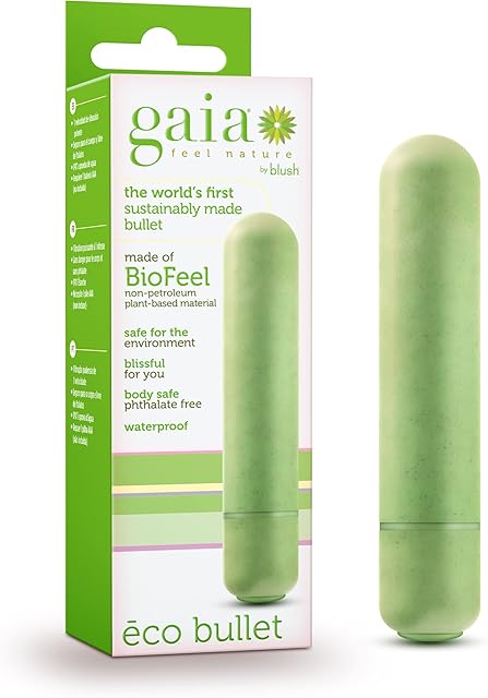 Blush Gaia Eco Small Bullet Vibrator ? 4" Waterproof Mini Vibe G Spot Nipple Clitoral Stimulator | Plant-Based BioFeel Material | Vaginal & Anal Massager | Vibrating Adult Sex Toys for Women ? Green