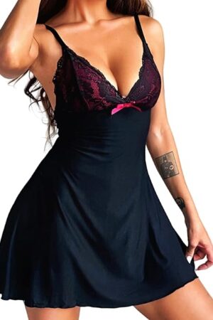 Women's Lingerie Sexy Nightgowns - Lace Babydoll Sexy Chemise Strappy Sleepwear Exotic Sleep Dress