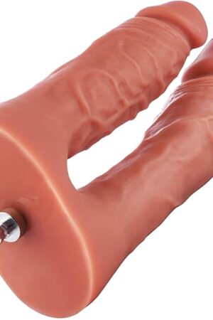 Hismith 6.5" Double Penetrator Silicone Dildo for Premium for Sex Machine with KlicLok System, 5.5" Insertable Length, Vaginal and Anal Pleasure Toy - Amazing Series