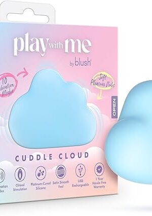 Blush?Play with Me ? Cuddle Cloud Vibrating Silicone Massager with Sensual Pleasure Nubs?10 Vibration Modes for Clitoral & Nipple Stimulation?Platinum Cured Liquid Silicone?Adult Sex Toy-Blue