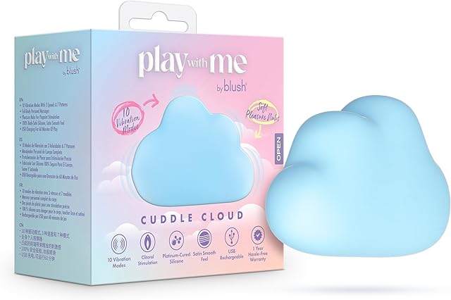 Blush?Play with Me ? Cuddle Cloud Vibrating Silicone Massager with Sensual Pleasure Nubs?10 Vibration Modes for Clitoral & Nipple Stimulation?Platinum Cured Liquid Silicone?Adult Sex Toy-Blue