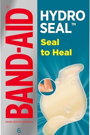 BAND-AID Brand Hydro Seal Adhesive Waterproof Bandages, Large Hydrocolloid Gel Bandages for First Aid Support Better Healing for Minor Blisters, Cuts & Scrapes, FSA/HSA Eligible, 6 ct