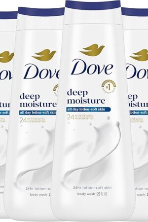 Dove Body Wash with Natural Nourishers for Instantly Soft Skin and Lasting Nourishment Deep Moisture Cleanser That Effectively Washes Away Bacteria While Nourishing Your Skin 20 oz (Pack of 4)