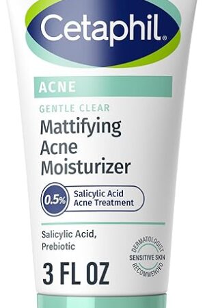 Cetaphil Face Moisturizer, Gentle Clear Mattifying Acne Moisturizer With 05% Salicylic Acid, Hydrates and Treats Sensitive Acne Prone Skin, Skin Care for Sensitive Skin, 3oz