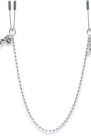 Fifty Shades of Grey at My Mercy Nipple Clamps - 27g Weighted Nipples Clamps with Chain - Silicone Covered Tips for Stimulation - Includes Satin Bag - Silver