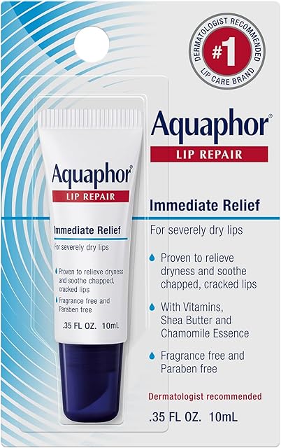 Aquaphor Lip Repair Ointment - Long-lasting Moisture to Soothe Dry Chapped Lips - 35 fl oz Tube