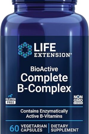Life Extension BioActive Complete B-Complex, Heart, Brain and Nerve Support, Healthy Energy, Metabolism, Complete B Complex, 60 Vegetarian Capsules