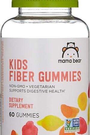 Amazon Brand - Mama Bear - Kids Fiber Gummies - Supports Digestive Health, Orange, 60 Count