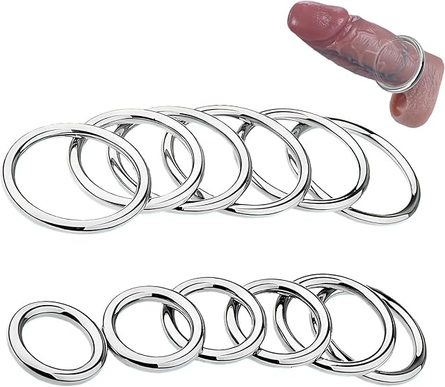 14 PCS Metal Male Cock Ring Binding Set Stainless Steel Bondage Penis Stretcher Sex Toy