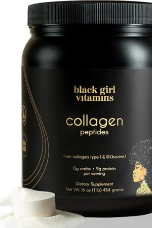 Black Girl Vitamins | Collagen Peptides Powder - Collagen for Skin, Hair & Nails - Unflavoured Hydrolyzed Collagen Powder, Dairy-Free, Gluten-Free Collagen for Women and Men - 16oz