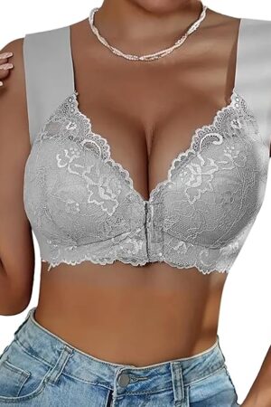Bralettes for Women Front Closure Lace Bra for Women Wireless Comfort, U Back Push Up & Cleavage Enhancer