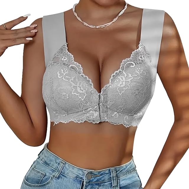 Bralettes for Women Front Closure Lace Bra for Women Wireless Comfort, U Back Push Up & Cleavage Enhancer