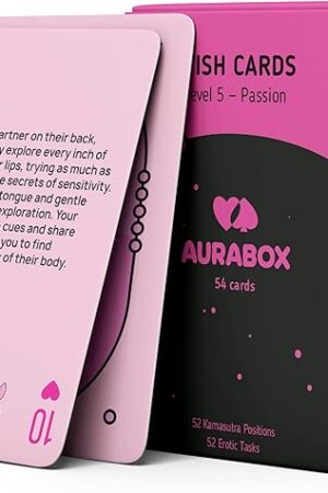 AURABOX Card Game for Couples with Adult Sexual Position: Adventure Night Challenge and Couples Date Romantic Bedroom, Sex Game to Improve Relationships, Toys (Pink (level5)