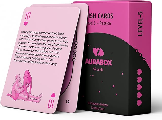 AURABOX Card Game for Couples with Adult Sexual Position: Adventure Night Challenge and Couples Date Romantic Bedroom, Sex Game to Improve Relationships, Toys (Pink (level5)