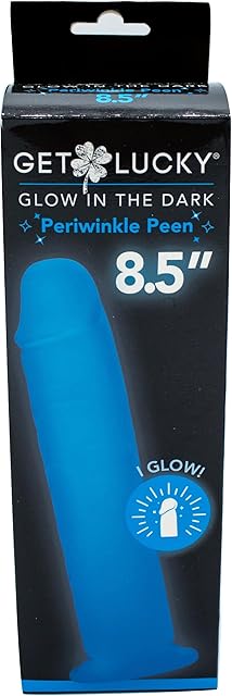 Get Lucky 8.5 Inch Dildo, Suction Cup Base for Hands-Free Play, Lifelike Texture for G-Spot Anal or Clitoral Stimulation, Sex Toys for Men Women Couples, Great for Beginners, Blue (Glow-in-The-Dark)