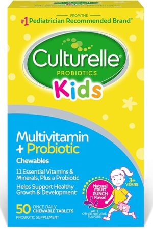 Culturelle Kids Complete Chewable Multivitamin + Probiotic For Kids, Ages 3+, 50 Count, Digestive Health, Oral Health & Immune Support - With 11 Vitamins & Minerals, including Vitamin C, D3 & Zinc