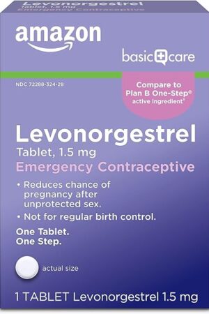 Amazon Basic Care Levonorgestrel 15 mg ? Emergency Contraceptive Tablet, Morning After Pill, 1 Count (Compare to Plan B One-Step) (Packaging may vary)