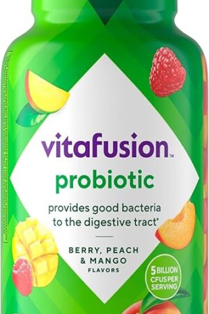 Vitafusion Probiotic Gummy Supplements, Raspberry, Peach and Mango Flavors, Probiotic Nutritional Supplements with 5 Billion CFUs, America?s Number 1 Gummy Vitamin Brand, 35 Day Supply, 70 Count