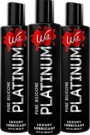 Wet Platinum Silicone-Based Personal Lubricant | Ultra Smooth, Super Slick, Hypoallergenic, Long-Lasting Performance, Waterproof Formula| Lube for Men, Women & Couples, 3 fl oz (Pack of 3)