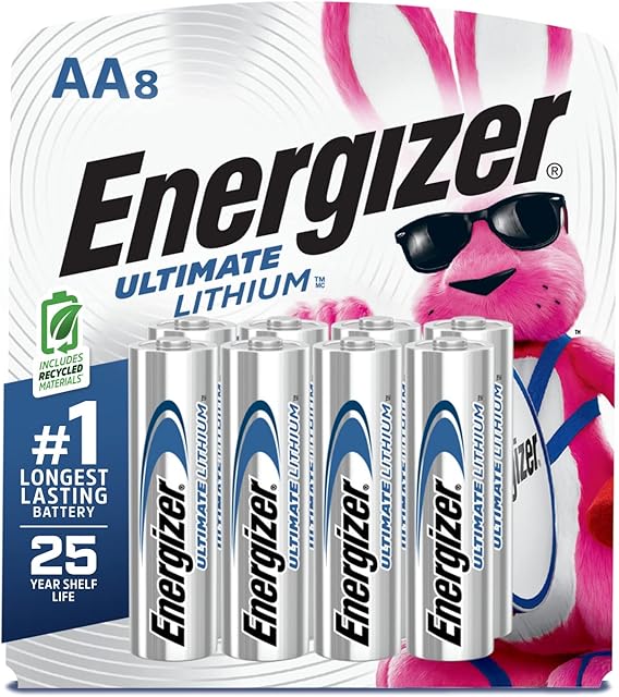 Energizer Ultimate Lithium AA Batteries (8 Pack), 15V Lithium Double A Batteries