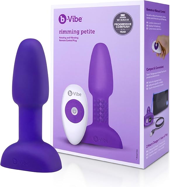 b-Vibe Petite Rimming Remote Control Anal Plug Adult Toys, Adult Sex Toys Anal Plug for Couples, Anal Training, and Sexual Stimulation Device for Butt Plug, Purple