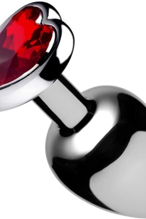 Crimson Tied Scarlet Heart Shaped Jewel Anal Plug