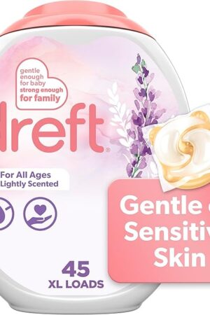 Dreft Laundry Detergent Pacs, Lightly Scented, Lavender, HE Compatible, For Baby and Family, XL Pacs, 45 Count
