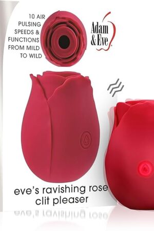 Adam & Eve, Eve's Ravishing Suction+ Rose Clitoral Stimulator Powerful Suction Vibrator for Women 10 Function Pleasure Water Resistant Silicone Oral Sex Toy Rechargeable Adult Toy for Couples