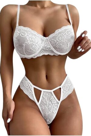 Women's Sexy Lingerie Set Lace Push Up Bra and Panty Set Bralette Sleepwear Lace Babydoll Lingerie for Sex Naughty Play