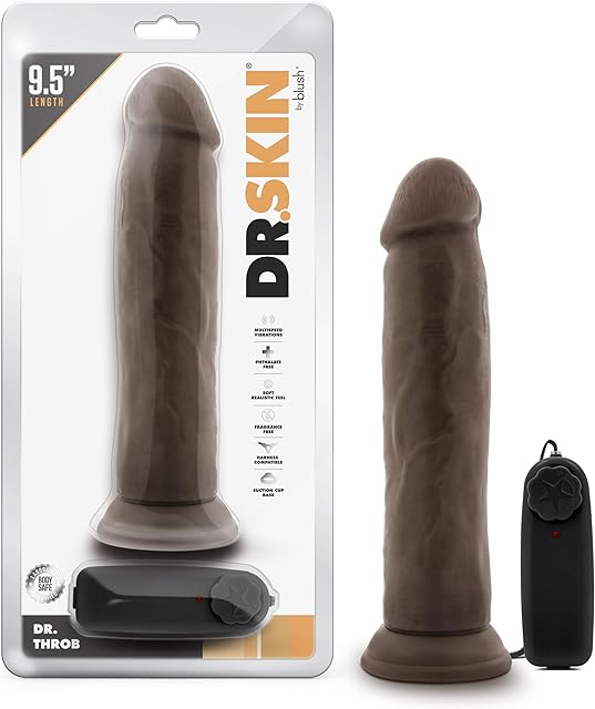 Blush Novelties Dr. Skin 9.5 Inch Realistic Vibrating Dildo with Suction Cup, Sex Toy for Women, Sex Toy for Adults, Vanilla