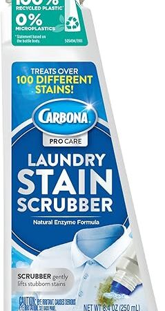 Carbona Laundry Stain Scrubber | Bio-Enzyme Stain Remover | Eliminates Fat, Oil, Blood, Milk, Fruit, Ketchup, Vegetables & Baby Food Stains | Save On Skin & Washable Fabrics | 1 Pack, 8.4 Fl Oz