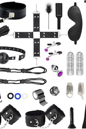 36Pcs BDSM Bondage Sex Toys Sets, Upgrade Restraints Gear & Accessories, Sex Toy Kit for Women and Couples, Adults Toys with Handcuffs Sex and Anal Plug and Storage Bag