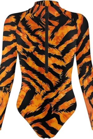 Women's Shapewear Sexy Body suits Long Sleeve Bodysuit Going Out Tops for Women Front Zip Leotard Corset Shirts