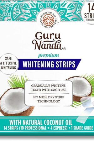 GuruNanda Teeth Whitening Strips - 7-Day Treatment with Non-Slip, Dry Strip Technology - Whitening Designed with Care for a Brighter Smile