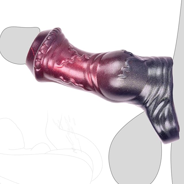 Horse Penis Sleeve Dildo Enlarger,Light Weight Silicone Animal Dildos Grith Extender with Ring Ejaculation Delay Erection Dildo Enlarger for Men and Couples (Small)