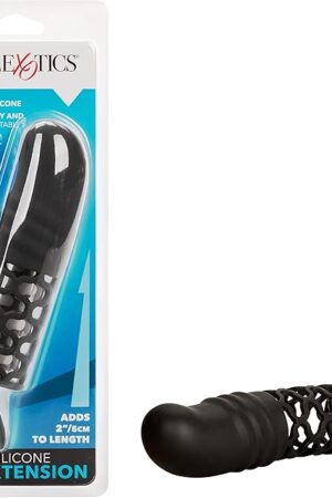 CalExotics Silicone 2 Inch Extension, Male Penis Sleeve Extender with Support Ring - Black SE-1629-05-2