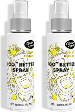 Clean-n-Fresh Toilet Spray, 68 Floz Poo Spray | Up to 400+ Uses, 100% Natural Plant Essential Oil Citrus Scent, Bathroom Deodorizer